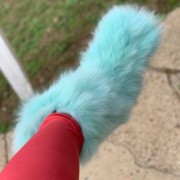 Mint Green Real Fur Boots - Picture 8 of 10